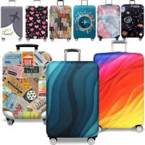 Luggage Protector/ Cover/ Waterproof Slip-On / NWT - Ticket Print - 29-32"H - Picture 2 of 6